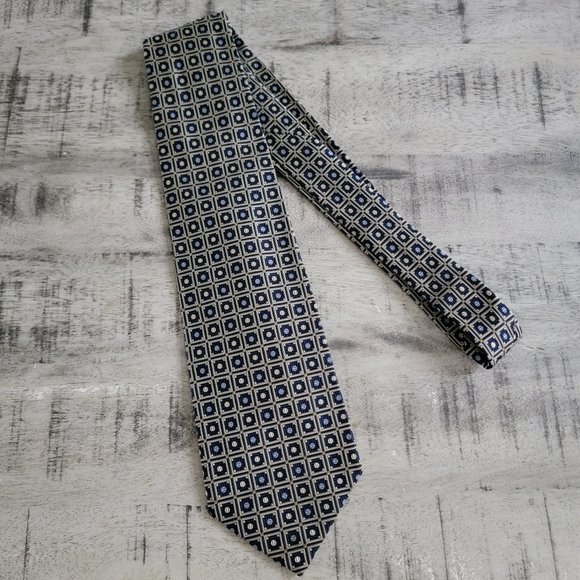 Robert Talbott Navy Geometric Print Silk Tie 58" x 4" - Picture 2 of 10